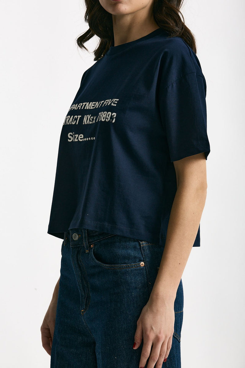 T-shirt boxy blu con stampa donna Department five - 3