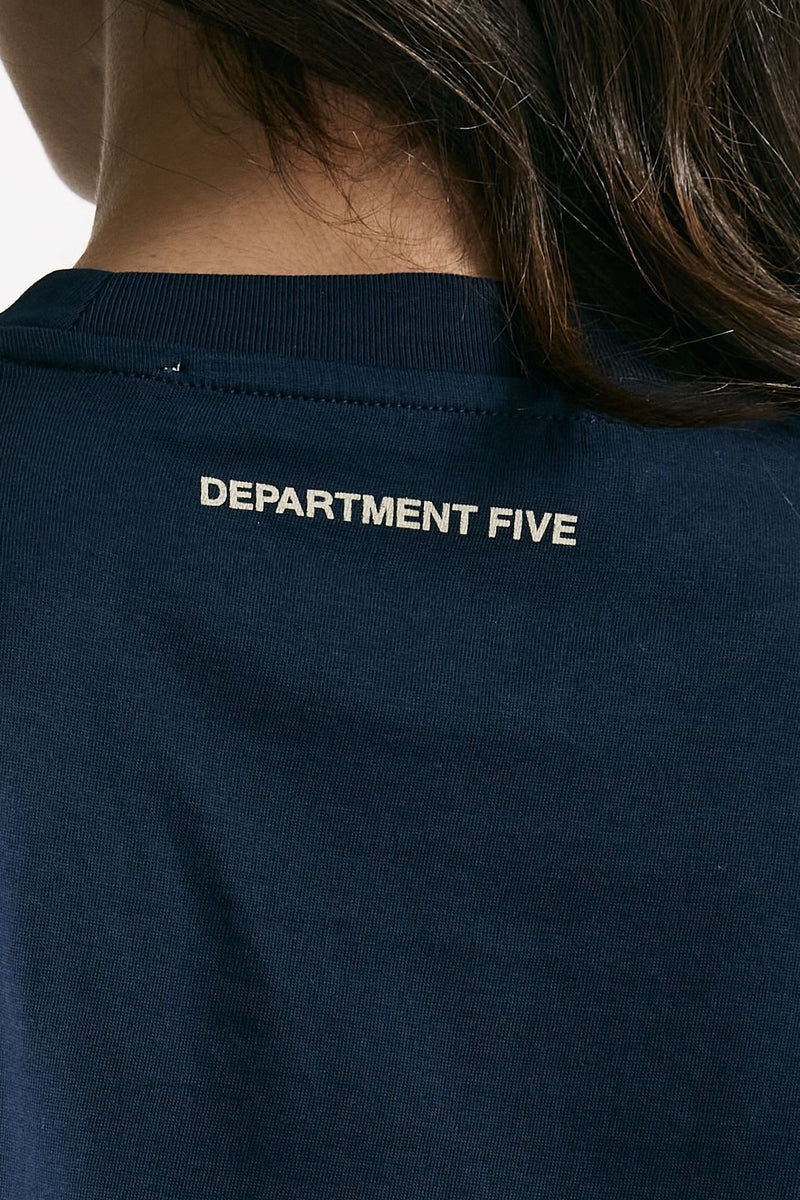 T-shirt boxy blu con stampa donna Department five - 5