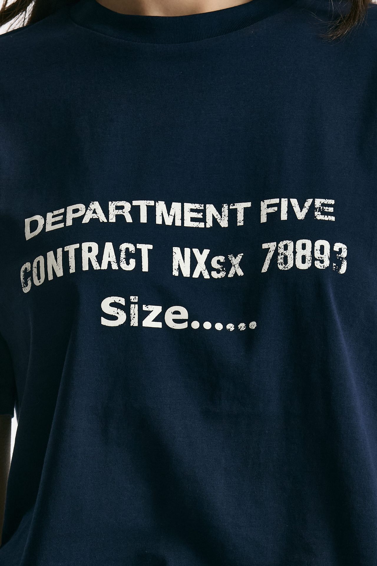T-shirt boxy blu con stampa donna Department five - 6
