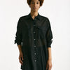 Camicia over in mussola di cotone nero donna Department five - 6