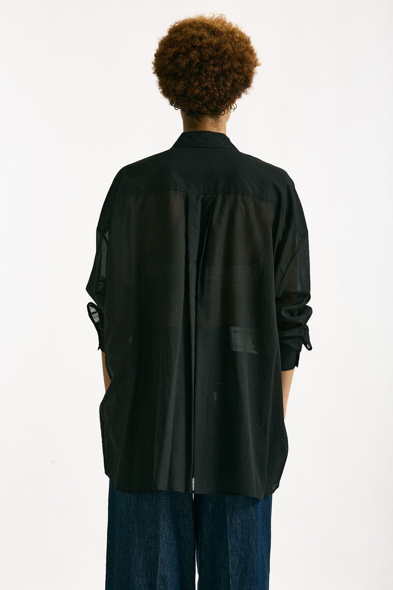 Camicia over in mussola di cotone nero donna Department five - 3