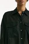Camicia over in mussola di cotone nero donna Department five - 5