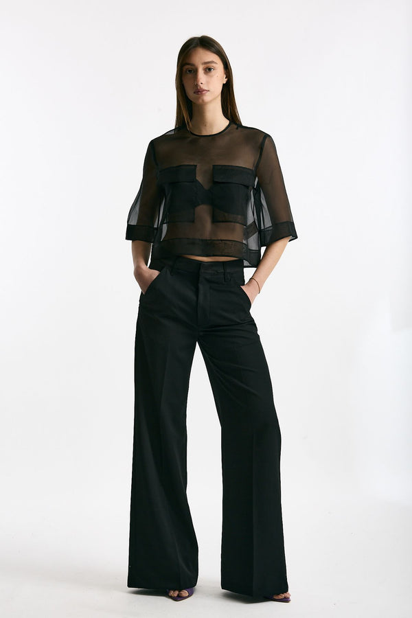 Pantalone palazzo nero donna Dondup