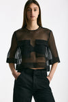 Blusa crop in seta nero donna Dondup - 2