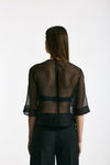 Blusa crop in seta nero donna Dondup - 4