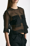 Blusa crop in seta nero donna Dondup - 1