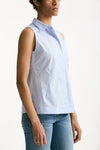 Camicia senza maniche azzurra con riga donna Fay - 3