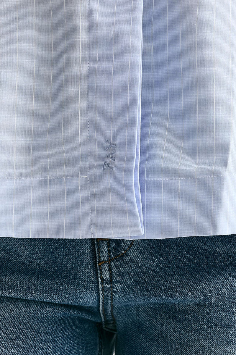 Camicia senza maniche azzurra con riga donna Fay - 6