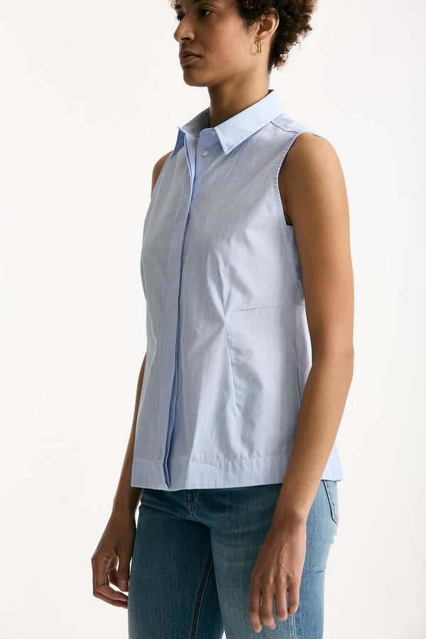 Camicia senza maniche azzurra con riga donna Fay