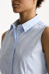 Camicia senza maniche azzurra con riga donna Fay - 5