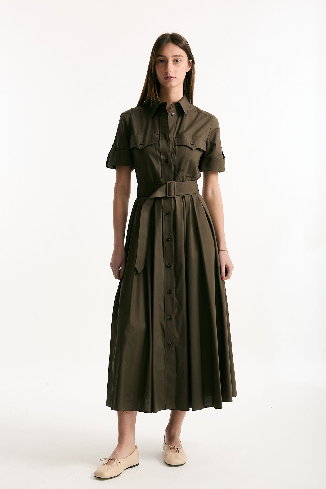 Abito in cotone verde militare donna Fay - 1