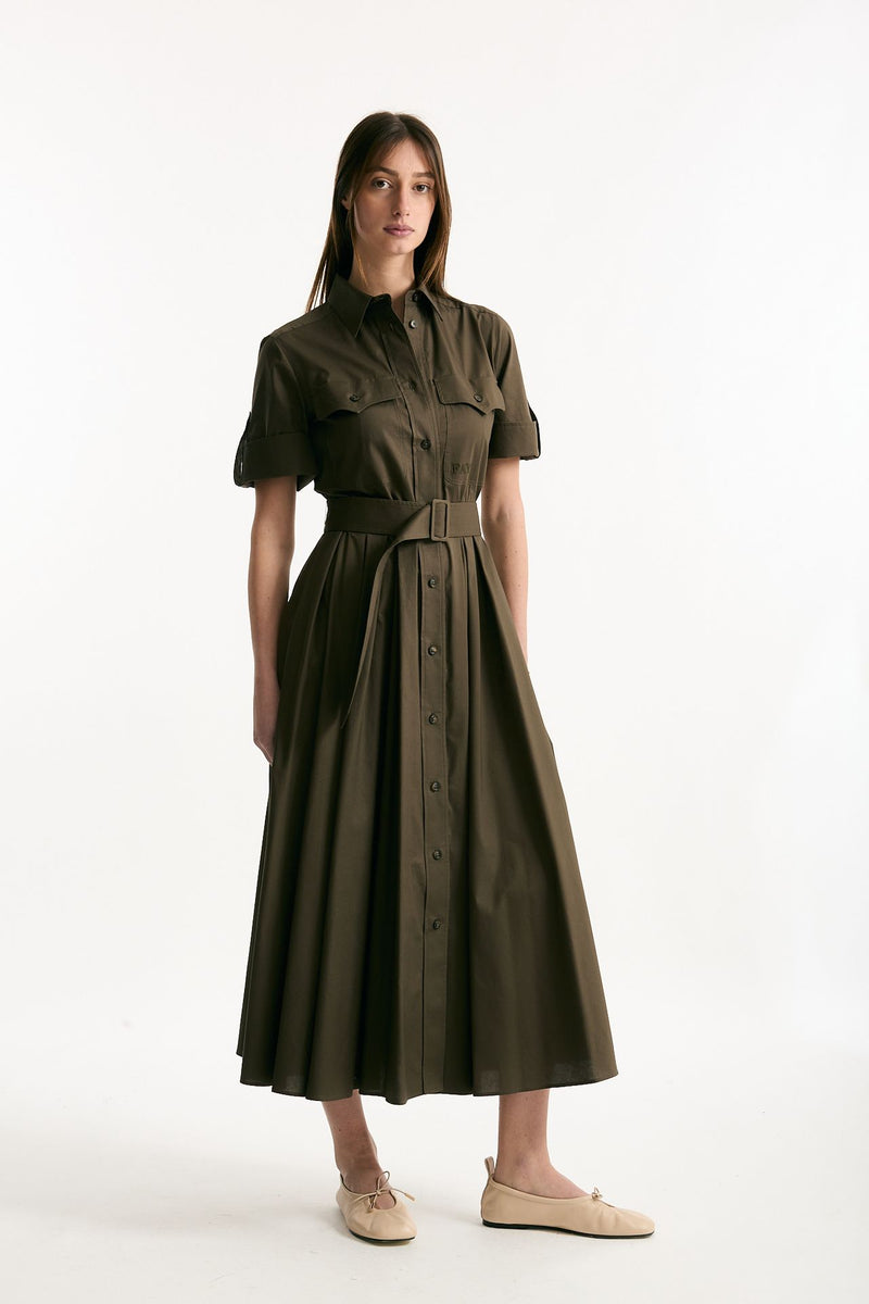 Abito in cotone verde militare donna Fay - 4