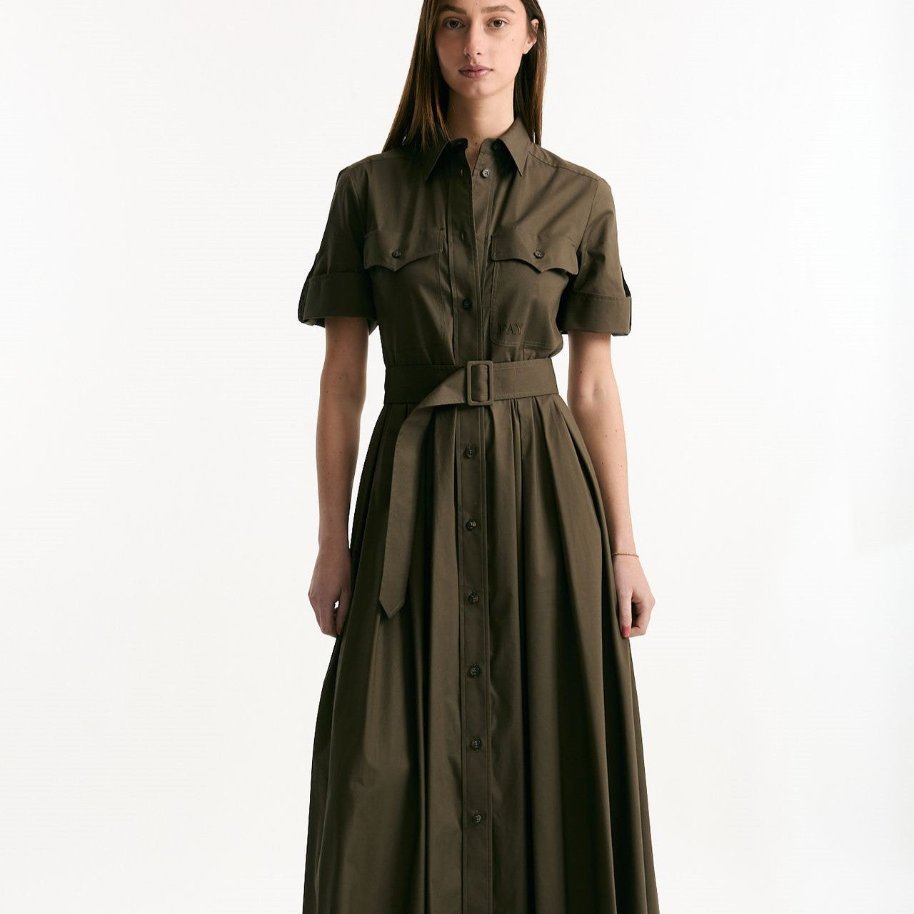 Abito in cotone verde militare donna Fay - 9