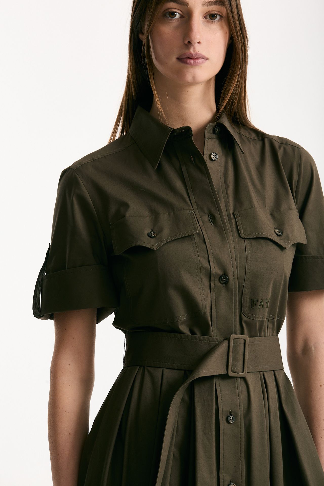 Abito in cotone verde militare donna Fay - 5