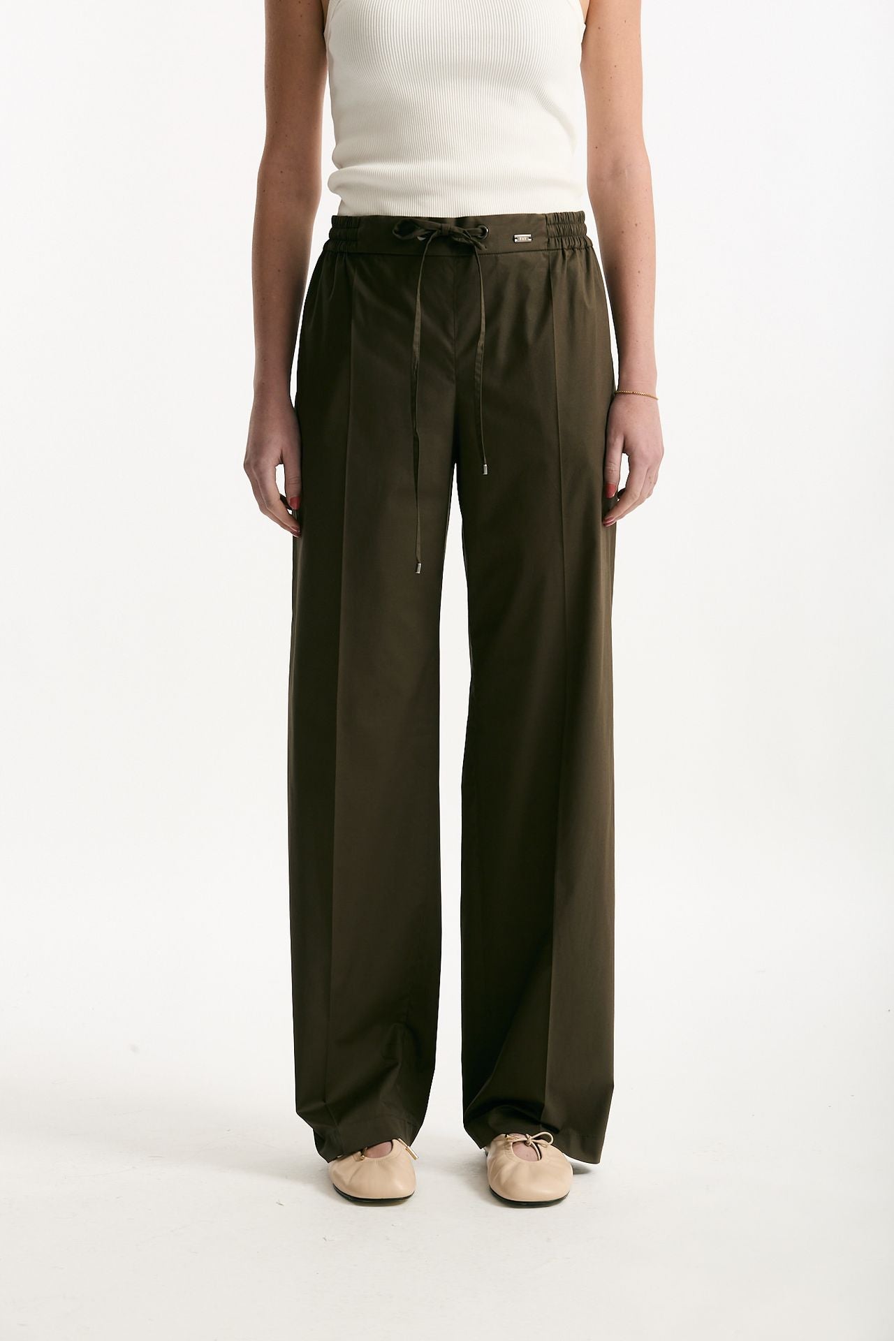 Pantalone in cotone verde militare donna Fay - 2