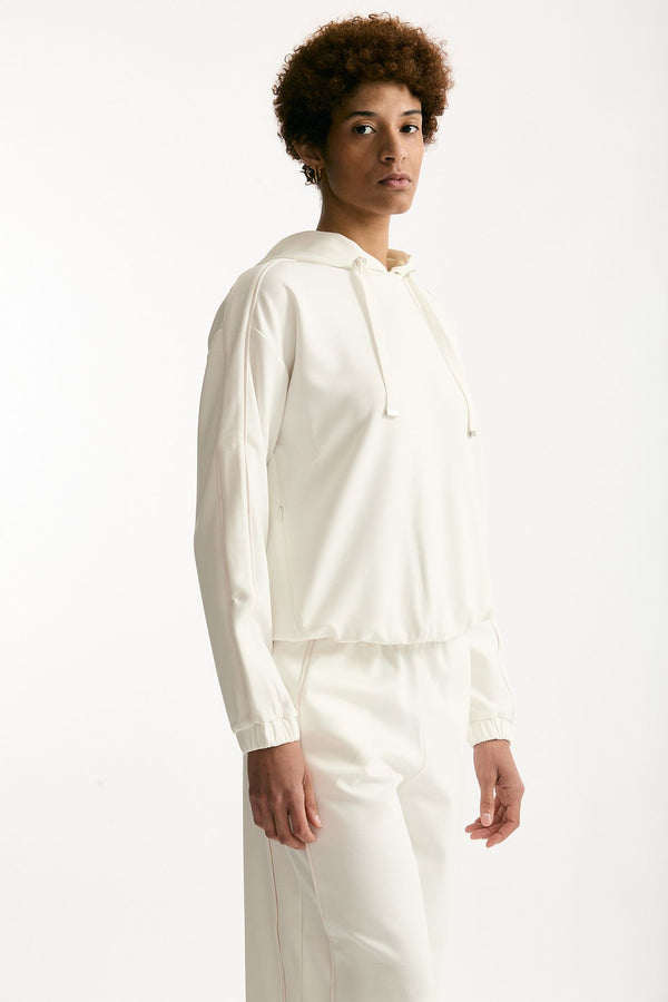 Felpa cappuccio in viscosa bianco donna Fay