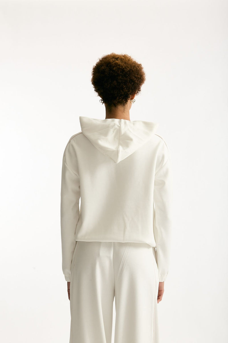 Felpa cappuccio in viscosa bianco donna Fay - 3