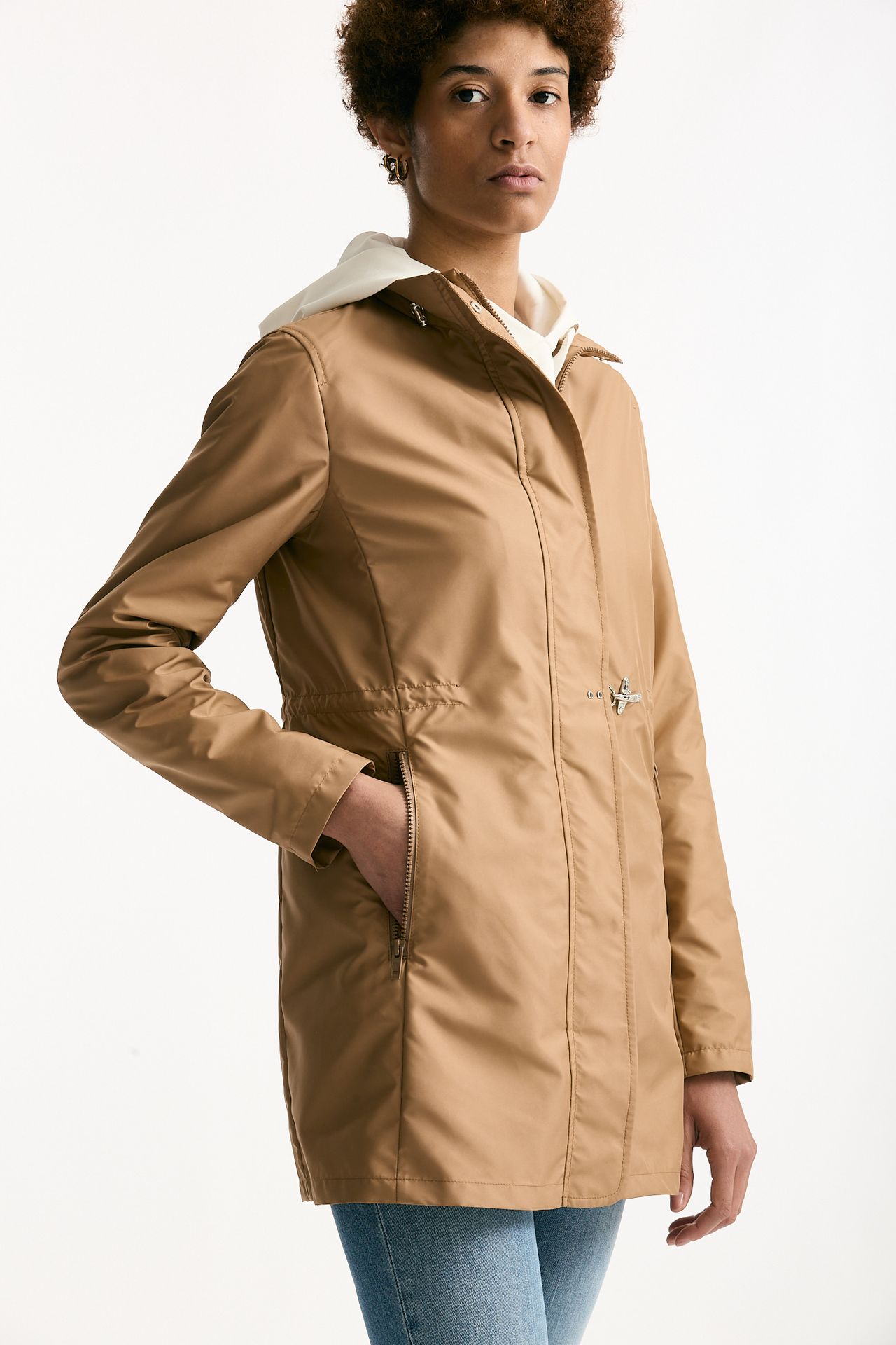 Giubbino midi in popeline tecnico cammello donna Fay - 3
