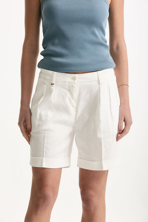 Bermuda in lino bianco donna Fay