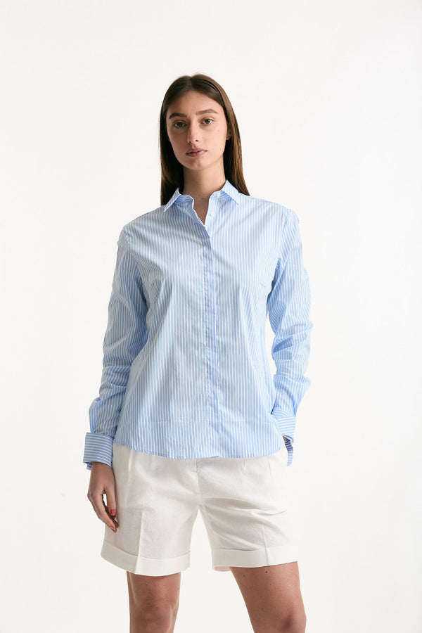 Camicia slim rigata azzurra e bianca donna Fay