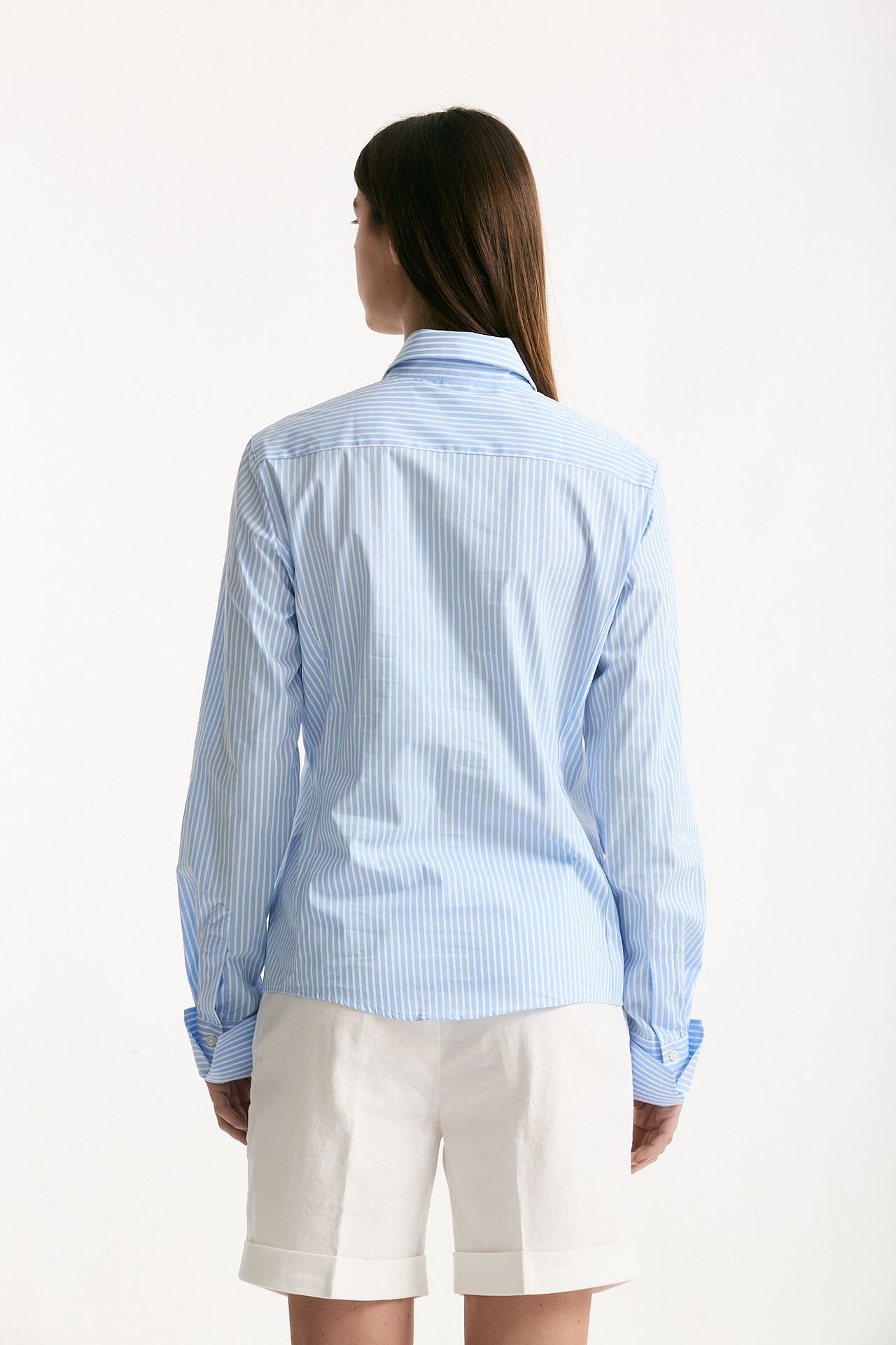 Camicia slim rigata azzurra e bianca donna Fay - 3