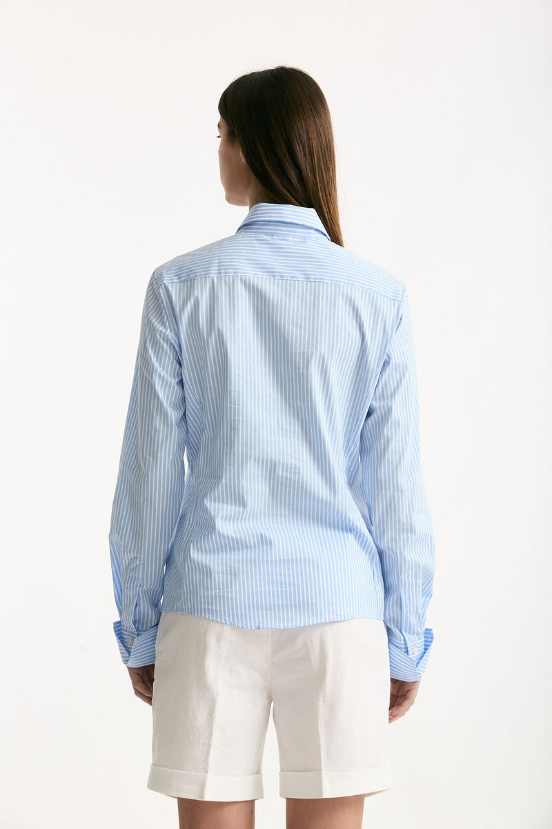 Camicia slim rigata azzurra e bianca donna Fay - 3