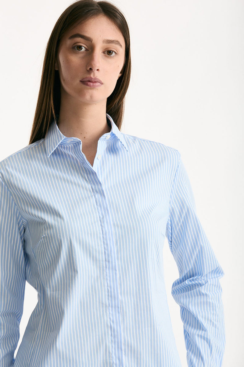 Camicia slim rigata azzurra e bianca donna Fay - 5