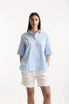 Camicia over rigata azzurra e bianca donna Fay - 1