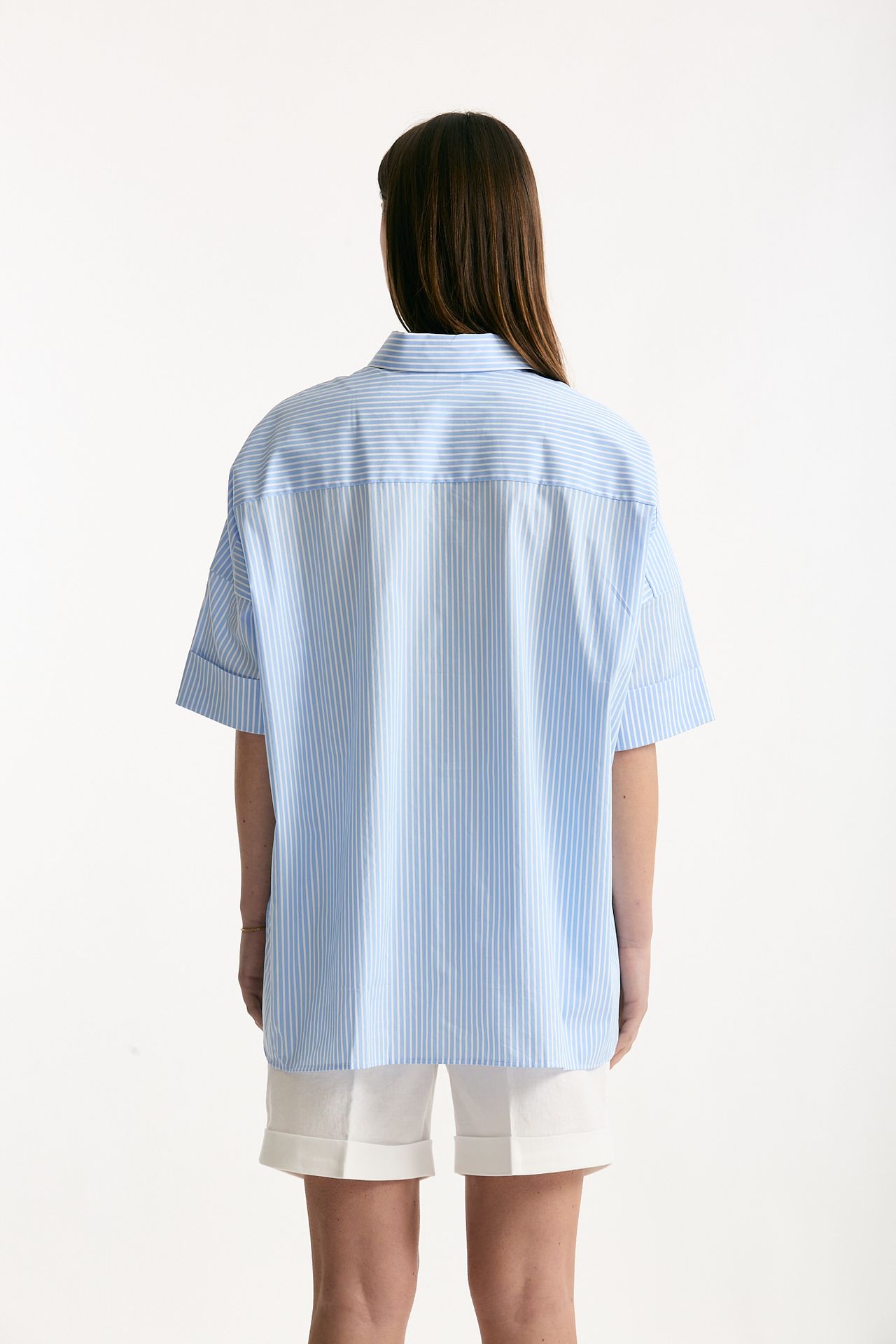 Camicia over rigata azzurra e bianca donna Fay - 3