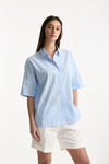 Camicia over rigata azzurra e bianca donna Fay - 4