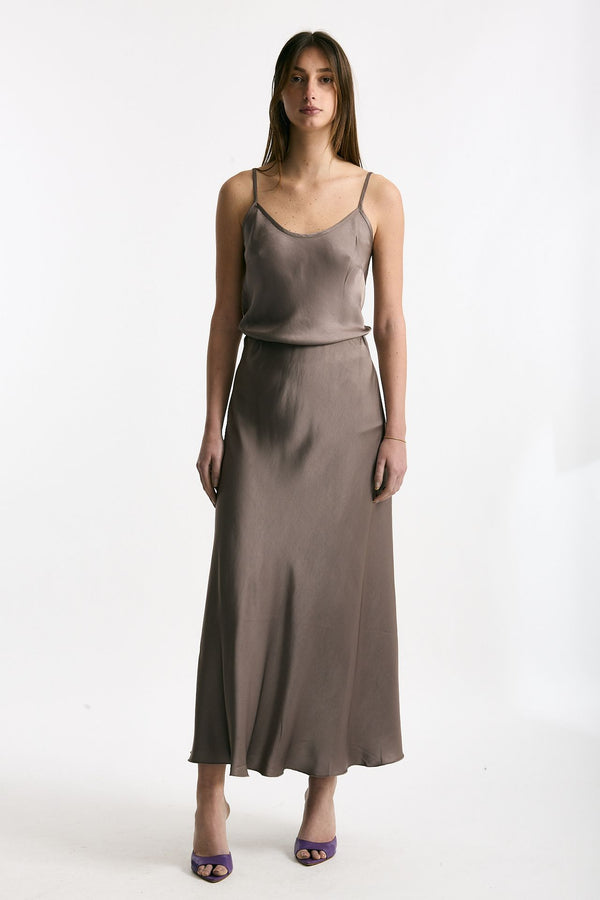 Gonna vita alta midi taupe donna Daniele fiesoli