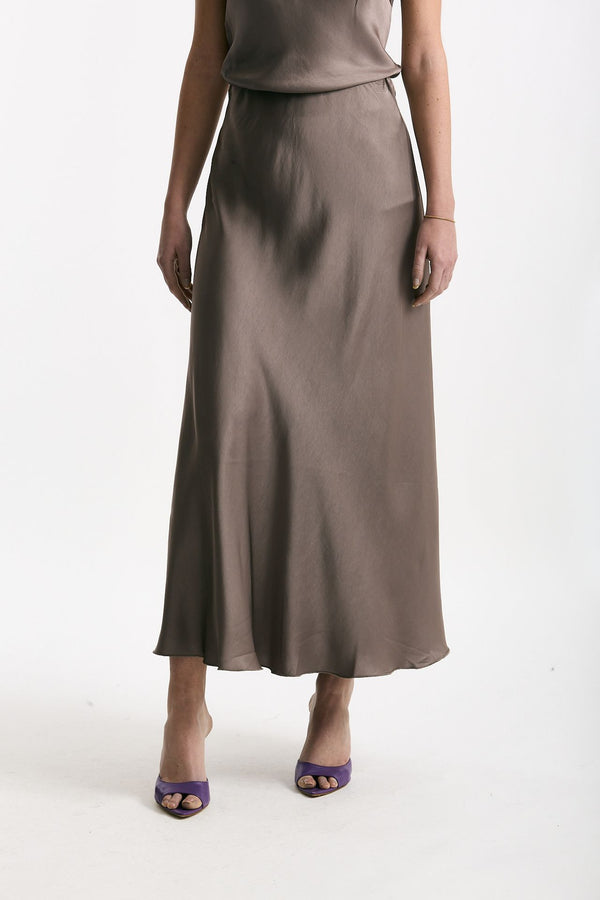Gonna vita alta midi taupe donna Daniele fiesoli