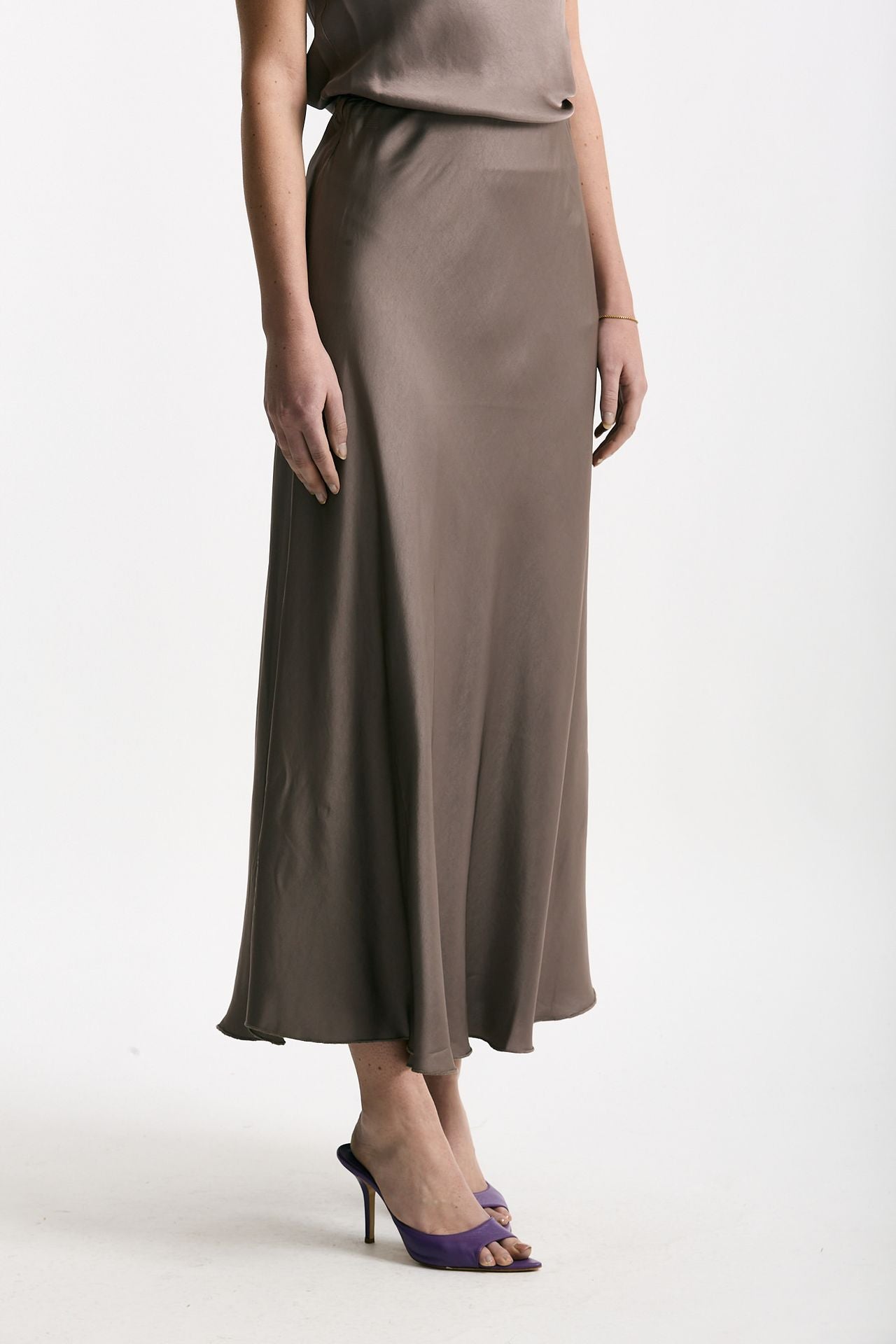 Gonna vita alta midi taupe donna Daniele fiesoli - 5