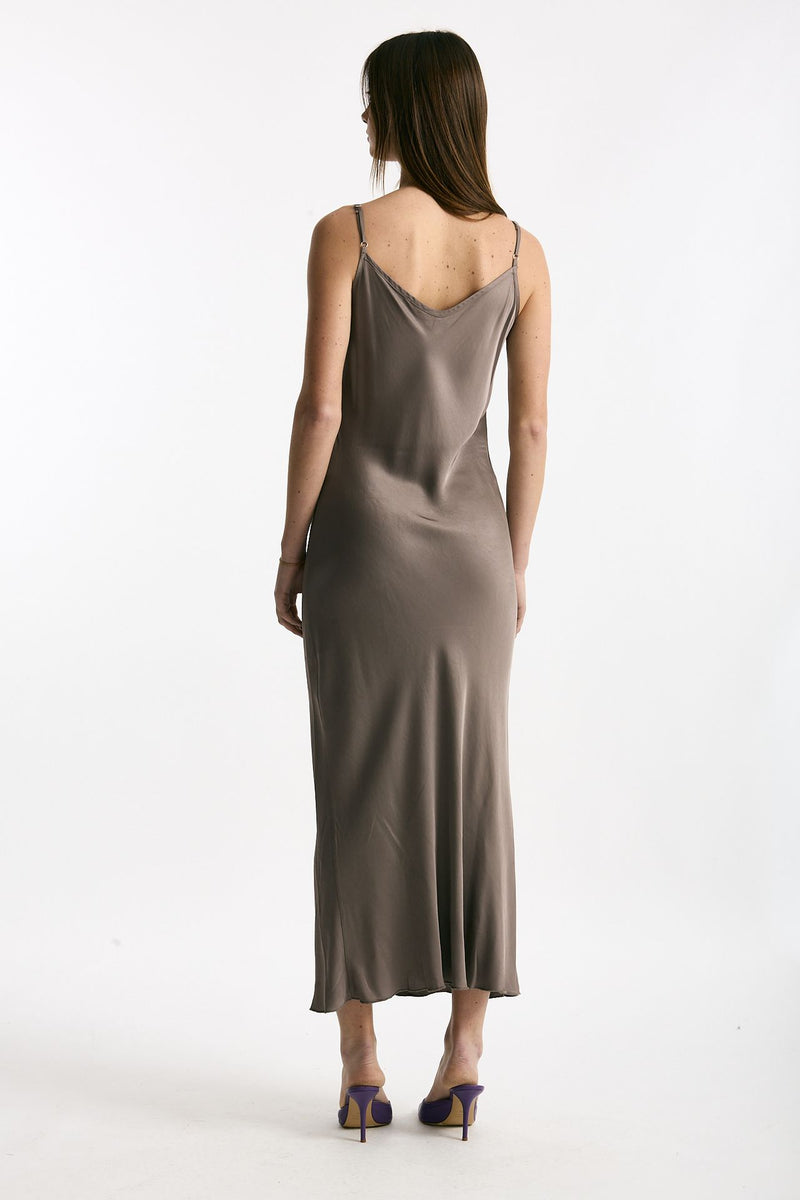 Abito lungo in viscosa taupe donna Daniele fiesoli - 4