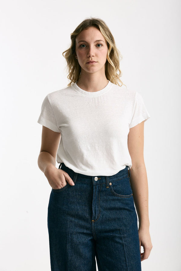 T-shirt basic in lino bianco donna Daniele fiesoli
