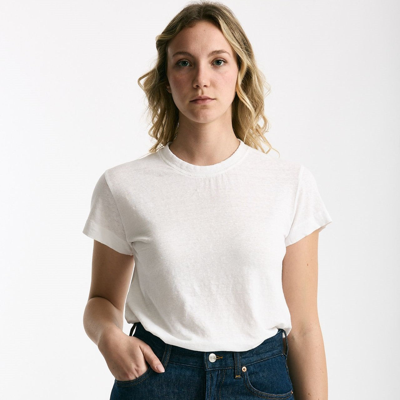 T-shirt basic in lino bianco donna Daniele fiesoli - 6