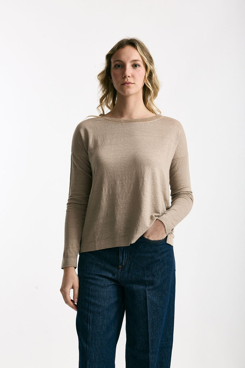 T-shirt in lino tortora donna Daniele fiesoli - 1