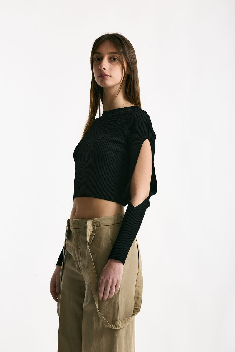 Maglia cut off nero donna Daniele fiesoli - 1
