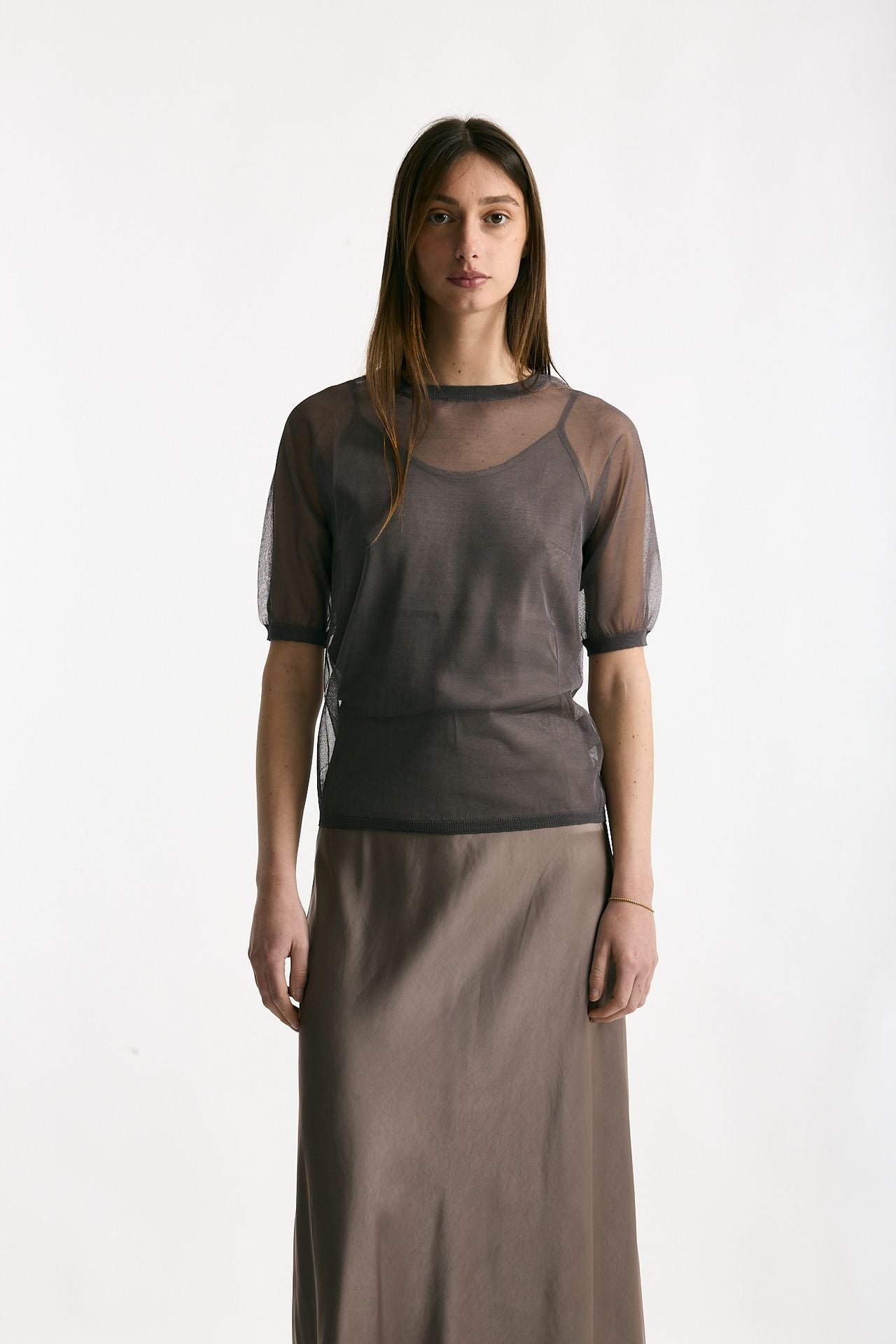 Maglia in viscosa taupe donna Daniele fiesoli - 1
