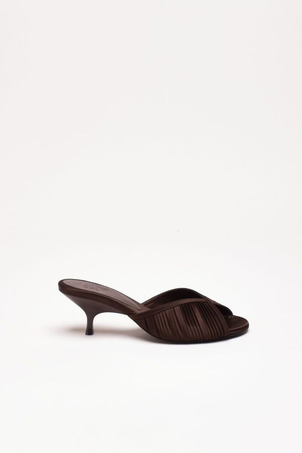 Sandalo basso MELANIE in raso marrone donna Gia borghini