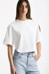 T-shirt girocollo crop bianco donna Grifoni - 1