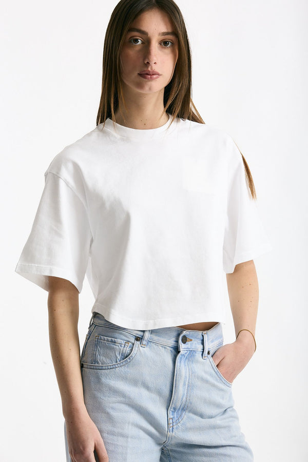 T-shirt girocollo crop bianco donna Grifoni