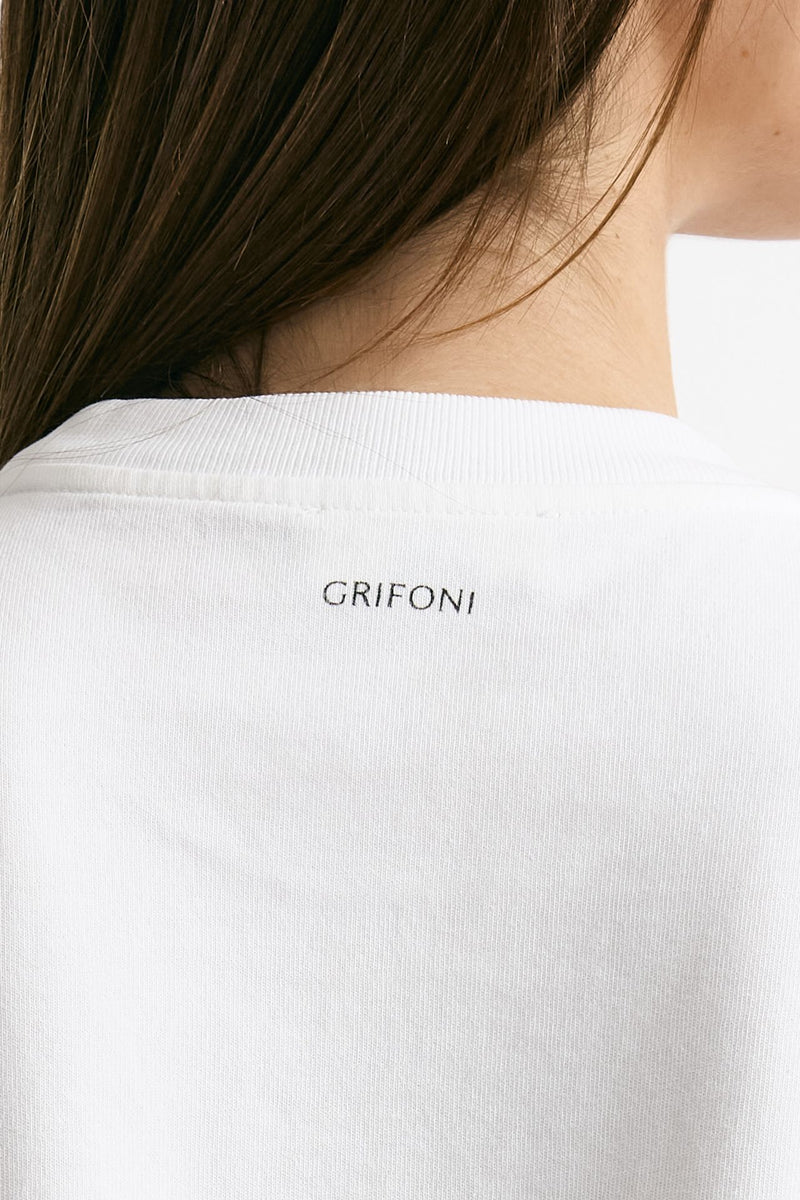 T-shirt girocollo crop bianco donna Grifoni - 5