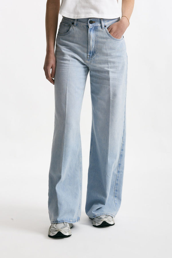 Jeans vita alta ampio Denim chiaro donna Grifoni