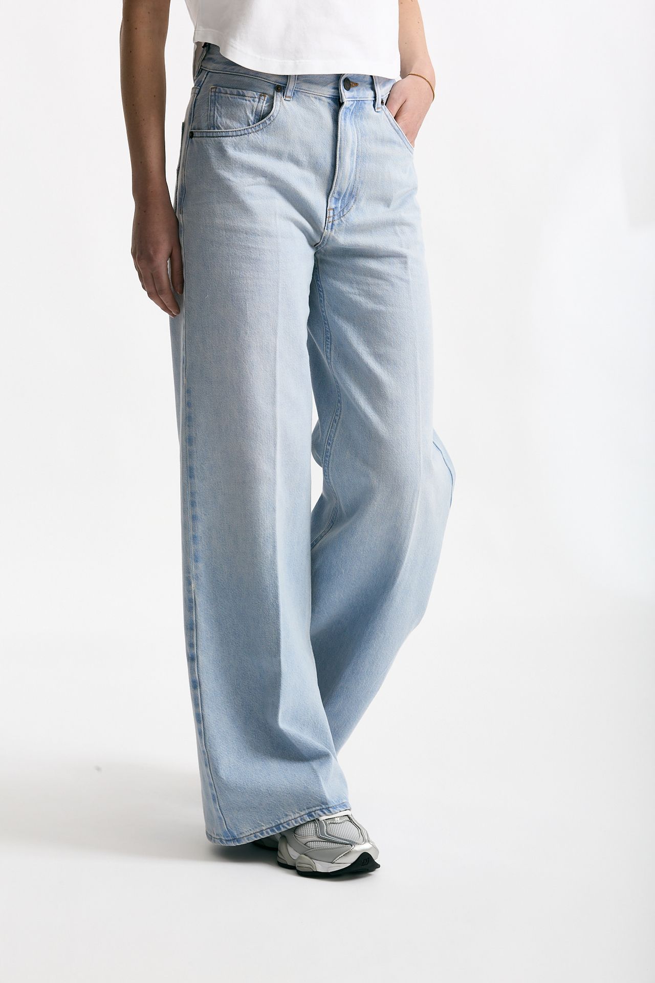 Jeans vita alta ampio Denim chiaro donna Grifoni - 5