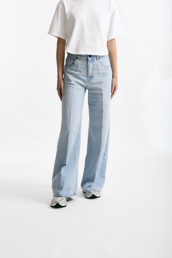 Jeans vita alta ampio Denim chiaro donna Grifoni