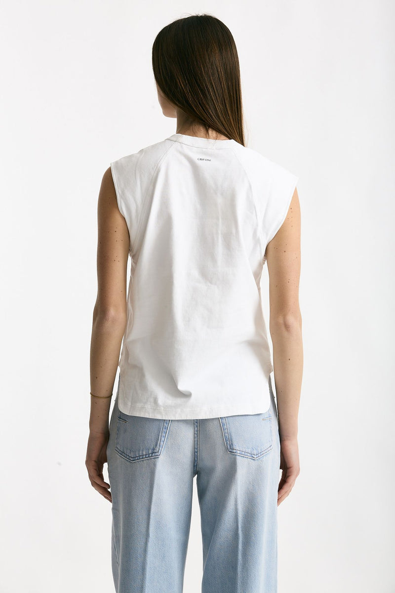 Top basic girocollo bianco donna Grifoni - 3