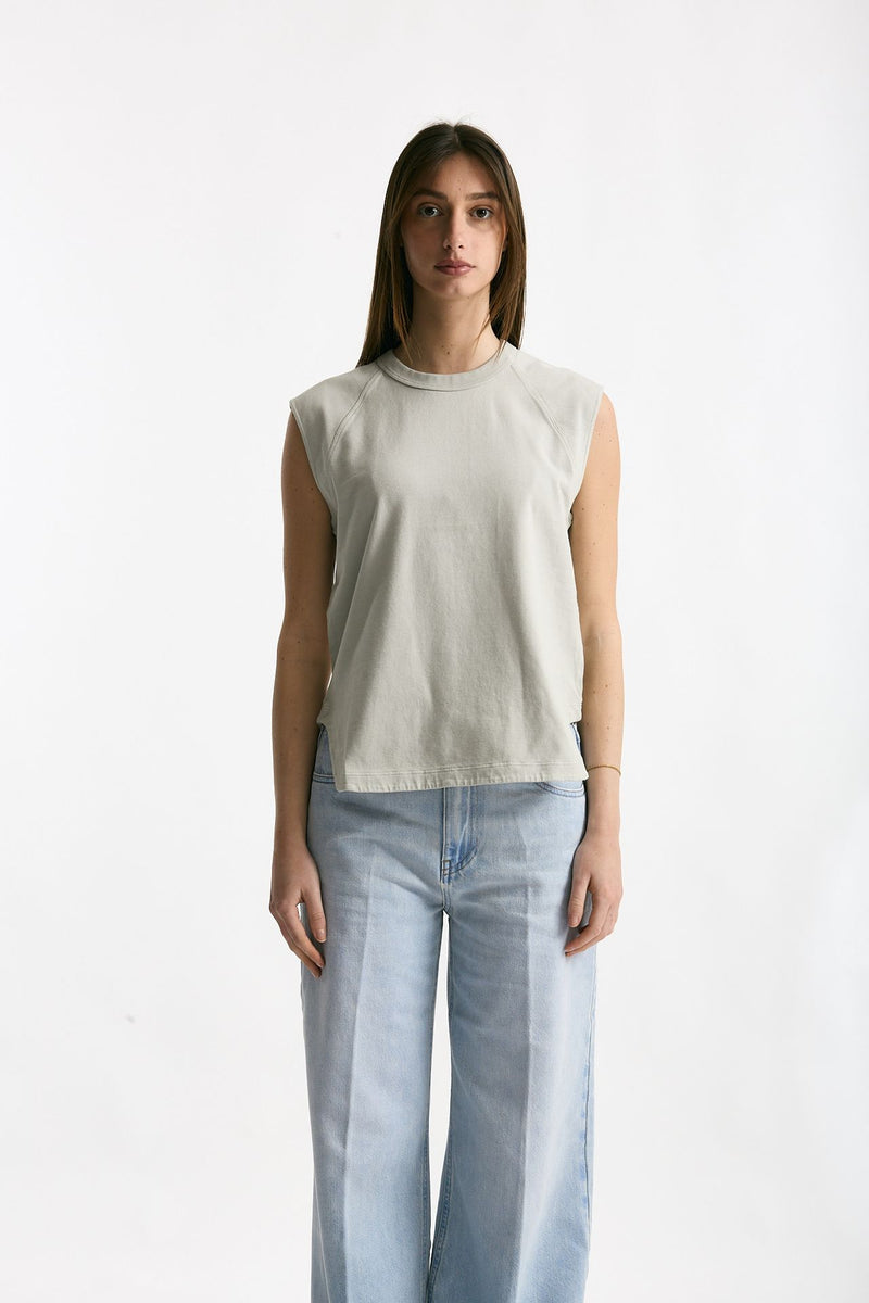 Top basic girocollo grigio lavato donna Grifoni - 2