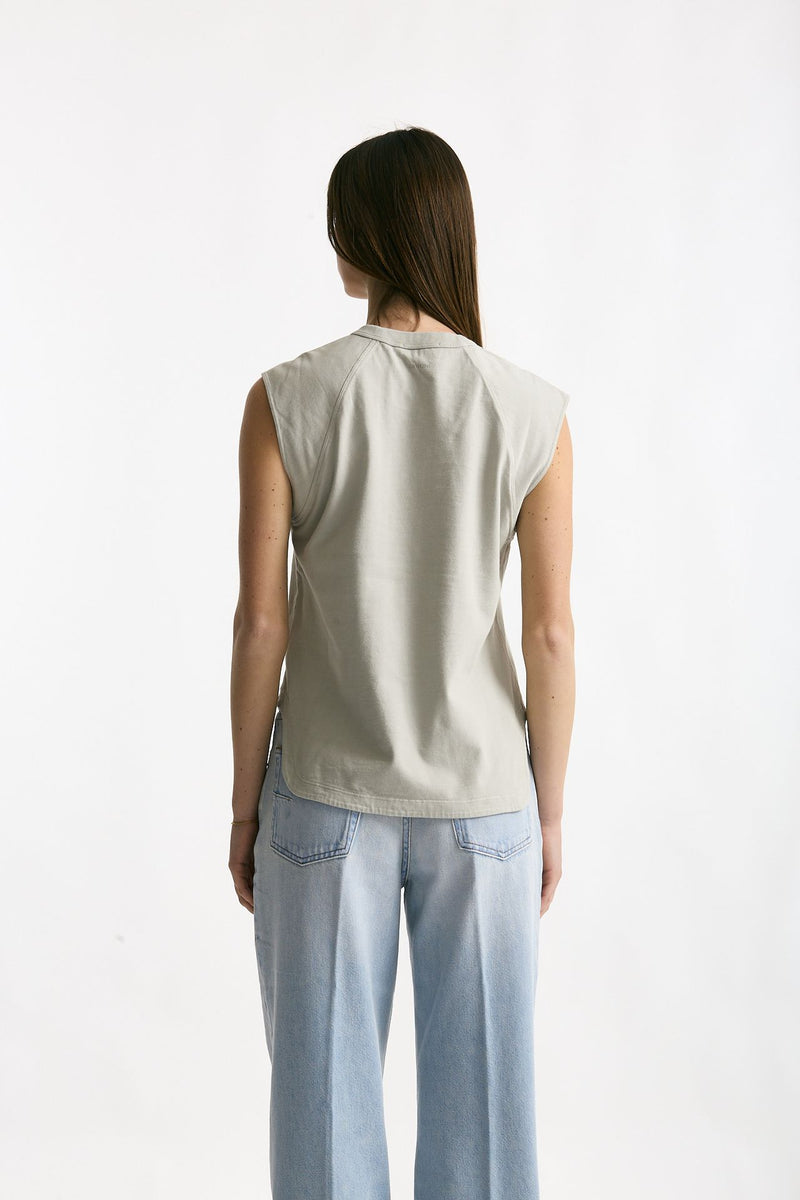 Top basic girocollo grigio lavato donna Grifoni - 3