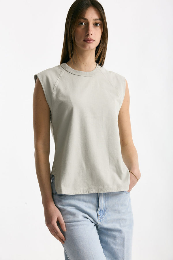 Top basic girocollo grigio lavato donna Grifoni